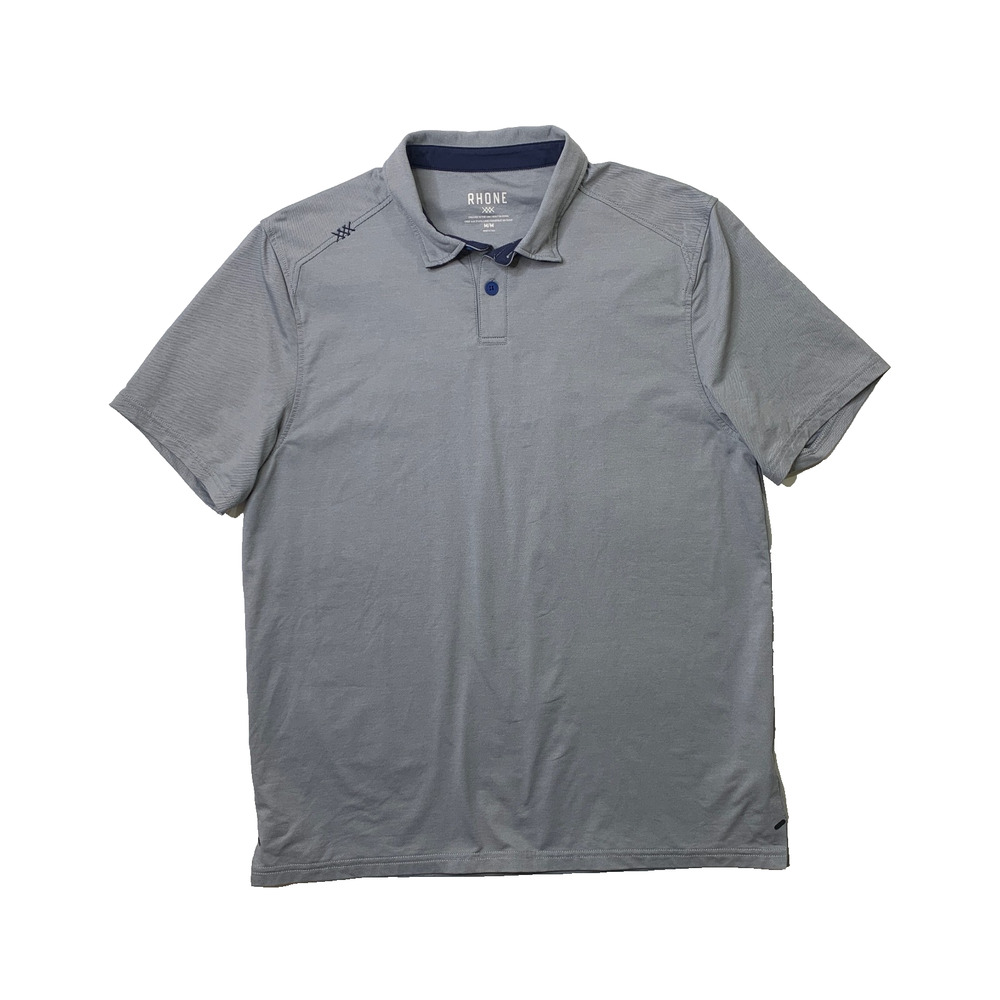 Rhone Shirt Mens M Medium Blue Gray Commuter Performance Lightweight Polo Golf